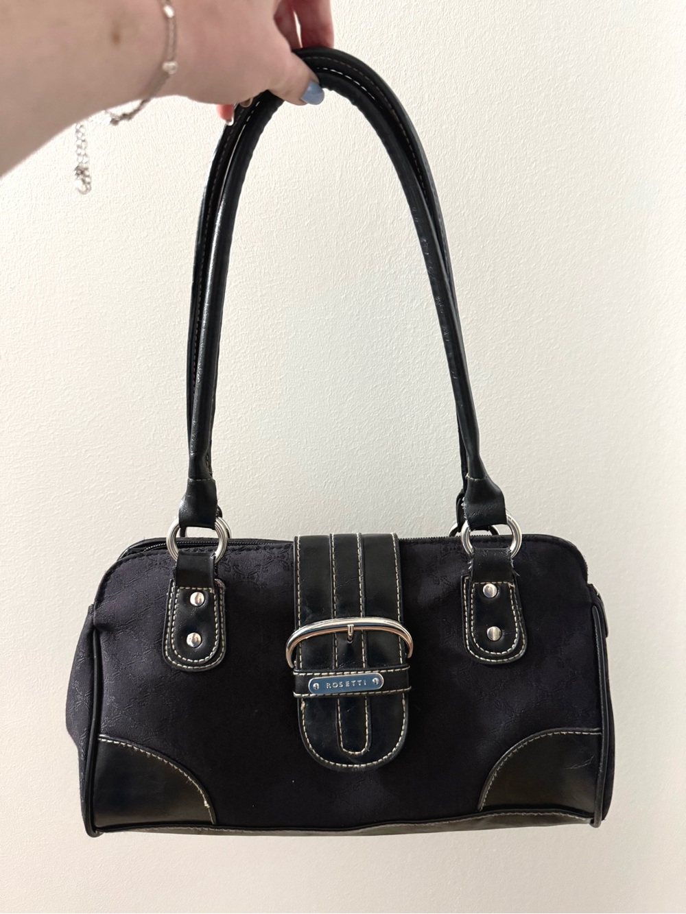Vintage Y2K Rosetti Black Shoulder Bag with Buckle Accent